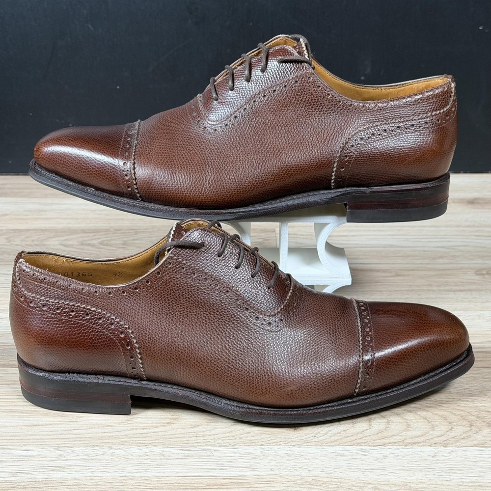 Meermin Oxfords Mens Size 10 Brown Pebbled Leather Shoes Cap Toe Goodyear Welt